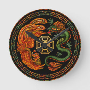 Phoenix en Dragon met bagua #2 Ronde Klok