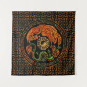 Phoenix en Dragon met bagua #2 Wandkleed (Voorkant (horizontaal))