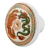 Phoenix en Dragon met bagua #3 Keramische Knop (Rechts)