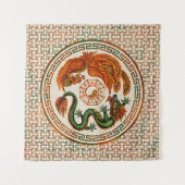 Phoenix en Dragon met bagua #3 Wandkleed (Voorkant (horizontaal))