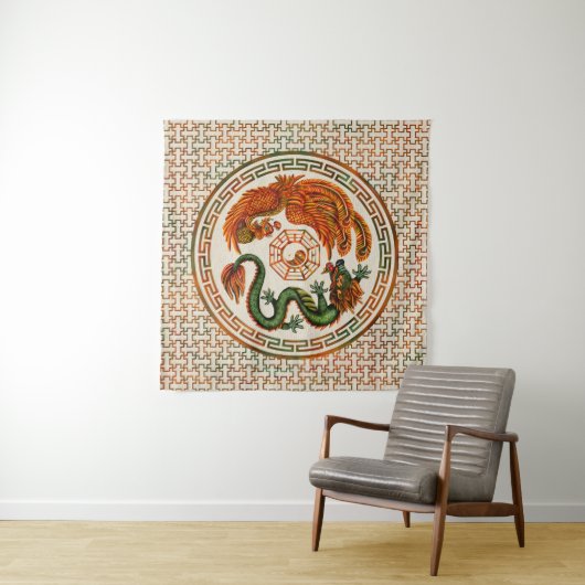 Phoenix en Dragon met bagua #3 Wandkleed (In Situ (horizontaal))