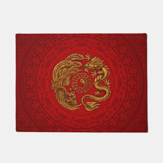 Phoenix en Dragon met bagua #4 Deurmat (Voorkant)