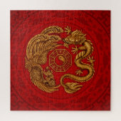 Phoenix en Dragon met bagua #4 Legpuzzel (Verticaal)