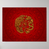 Phoenix en Dragon met bagua #4 Poster (Voorkant)