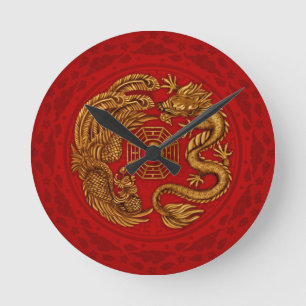 Phoenix en Dragon met bagua #4 Ronde Klok