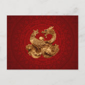 Phoenix en Dragon - op rood Briefkaart (Voorkant)