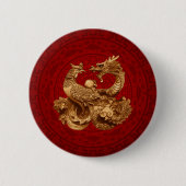 Phoenix en Dragon - op rood Ronde Button 5,7 Cm (Voorkant)