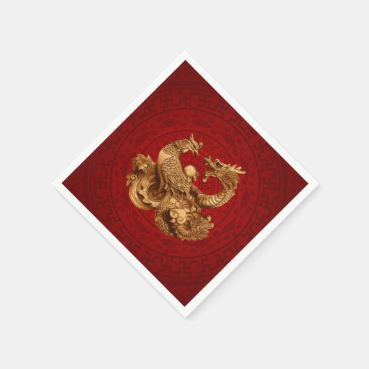 Phoenix en Dragon - op rood Servet (Hoek)