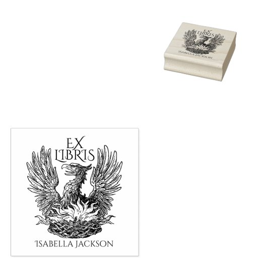  Phoenix Ex Libris Bibliotheek Boek Rubberstempel (Gestempeld)