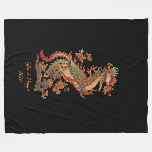 Phoenix Feng Chinese Sacred Animal Fleece Deken (Voorkant (Horizontaal))