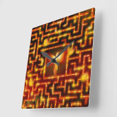 Phoenix Fiery Maze Clock Vierkante Klok (Hoek)