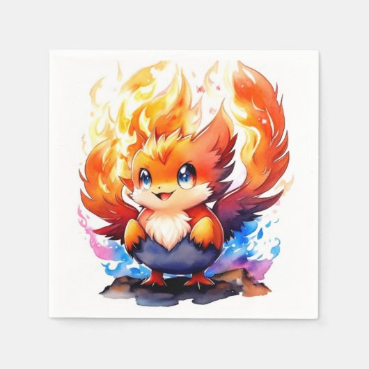 Phoenix Fire Bird Kids Verjaardag Servet (Voorkant)