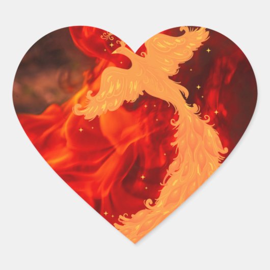 Phoenix & Fire Hart Sticker (Voorkant)