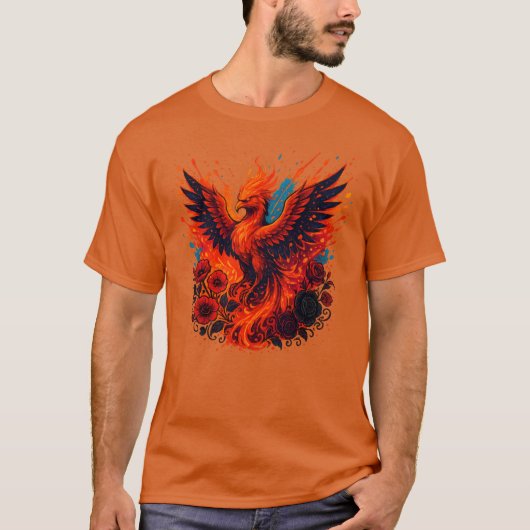 Phoenix Fire Neon Fantasy Art T-shirt (Voorkant)