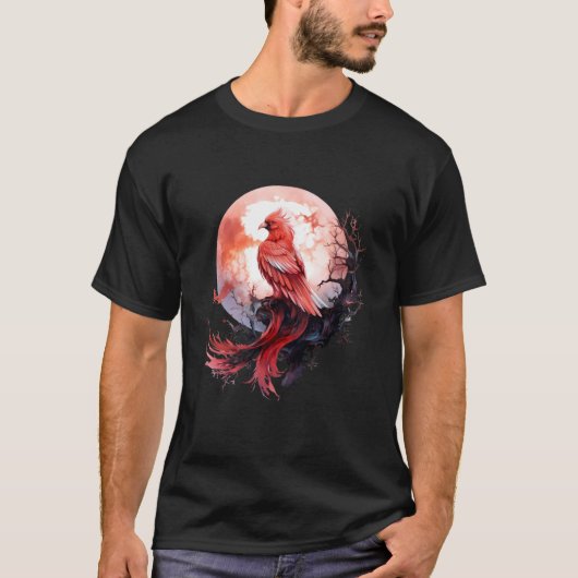 Phoenix Fire Phoenix Bird Moon Sakura Tree Mythica T-shirt (Voorkant)