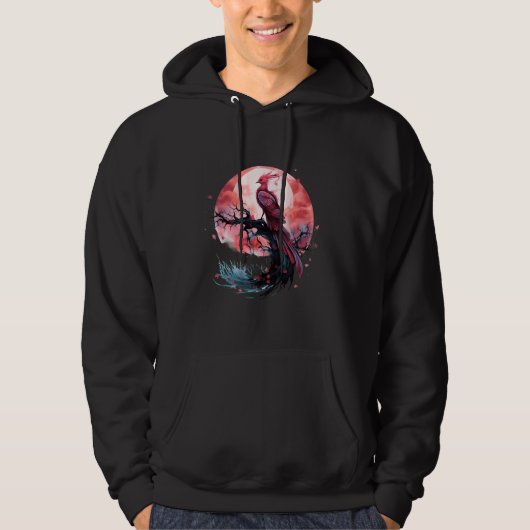 Phoenix Fire Phoenix vogel Sakura boom mythische v Hoodie (Voorkant)