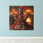 Phoenix Fire Queen Steampunk Victoriaans Industria Canvas Afdruk (Insitu (Houten vloer))