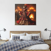Phoenix Fire Queen Steampunk Victoriaans Industria Canvas Afdruk (Insitu (Slaapkamer))