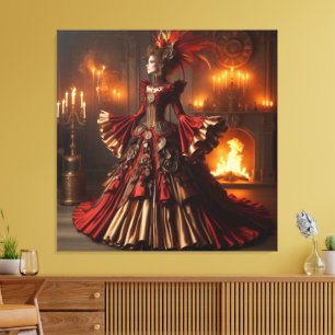 Phoenix Fire Queen Steampunk Victoriaans Industria Canvas Afdruk