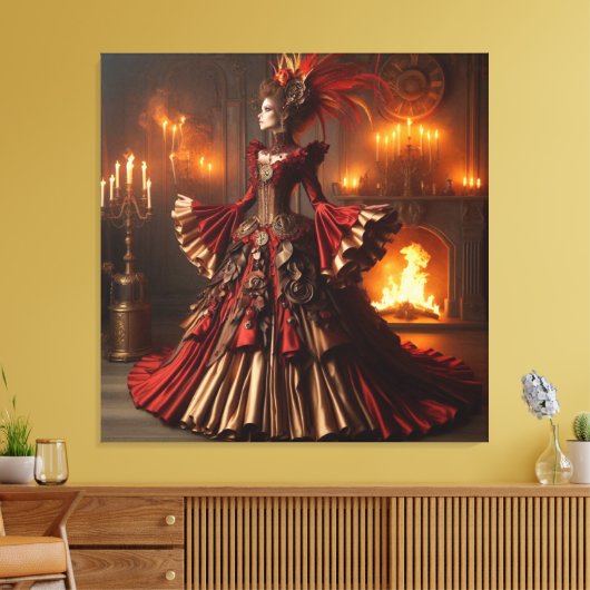 Phoenix Fire Queen Steampunk Victoriaans Industria Canvas Afdruk (Insitu (Woonkamer))