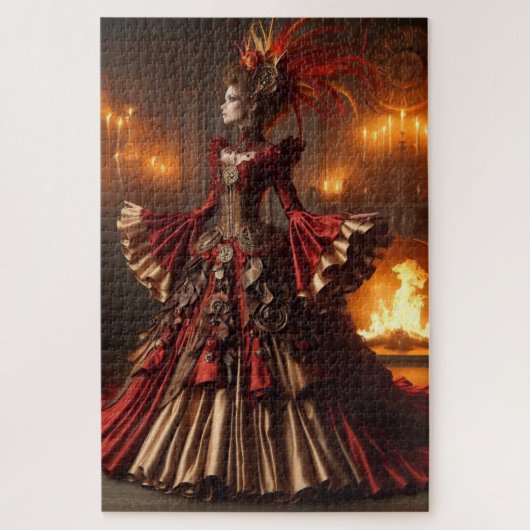 Phoenix Fire Queen Steampunk Victoriaans Industria Legpuzzel (Verticaal)