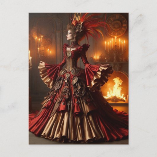 Phoenix Fire Queen Steampunk Victoriaanse Industri Briefkaart (Voorkant)