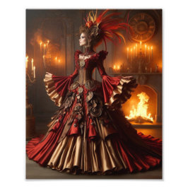 Phoenix Fire Queen Steampunk Victorian Industrial Foto Afdruk