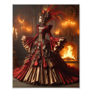 Phoenix Fire Queen Steampunk Victorian Industrial Foto Afdruk