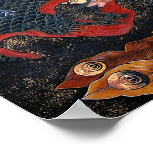 Phoenix (Firebird Goddess) Hokusai Fine Art Poster (Hoek)