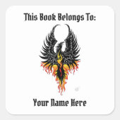 Phoenix Firebird Tribal Flames Boekplaat Vierkante Sticker (Voorkant)