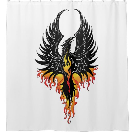 Phoenix Firebird Tribal Flames Douchegordijn (Voorkant)