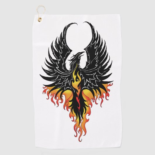 Phoenix Firebird Tribal Flames Golfhanddoek (Voorkant)