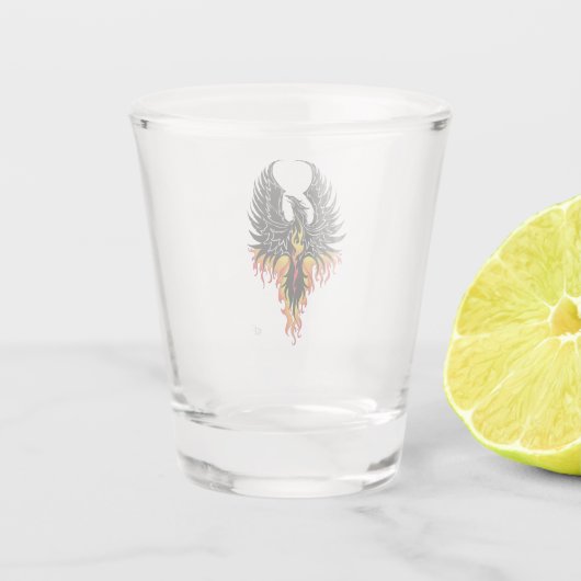 Phoenix Firebird Tribal Flames Shot Glas (Achterkant)