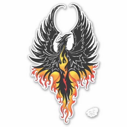 Phoenix Firebird Tribal Flames Sticker (Voorkant)