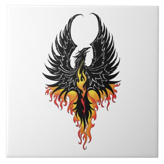 Phoenix Firebird Tribal Flames Tegeltje (Voorkant)