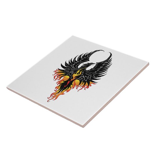 Phoenix Firebird Tribal Flames Tegeltje (Zijkant)