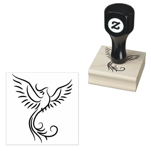 Phoenix Flames Dier Mystiek Vogel Embleem Rubberstempel (Gestempeld)