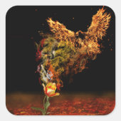 Phoenix Flower Vierkante Sticker (Voorkant)