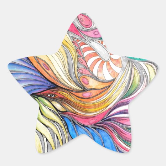 Phoenix Fronds Star Sticker (Voorkant)