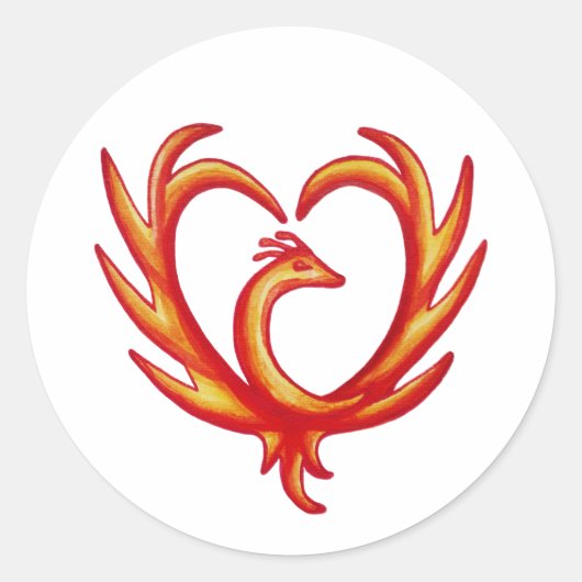 Phoenix Heart Ronde Sticker (Voorkant)