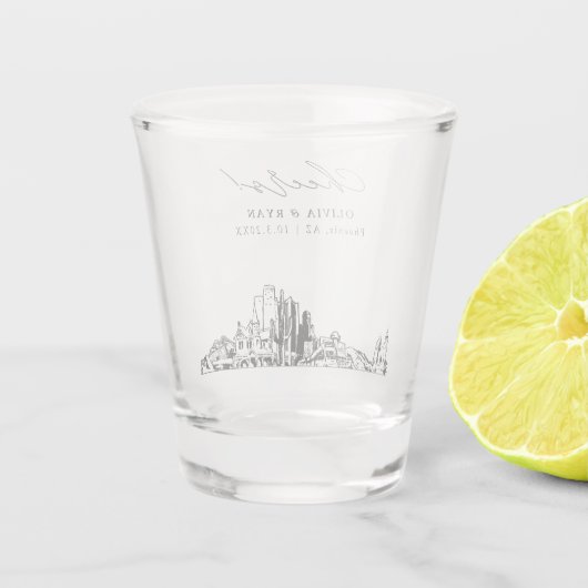 Phoenix Huwelijksgunst Gepersonaliseerde Proost Shot Glas (Achterkant)