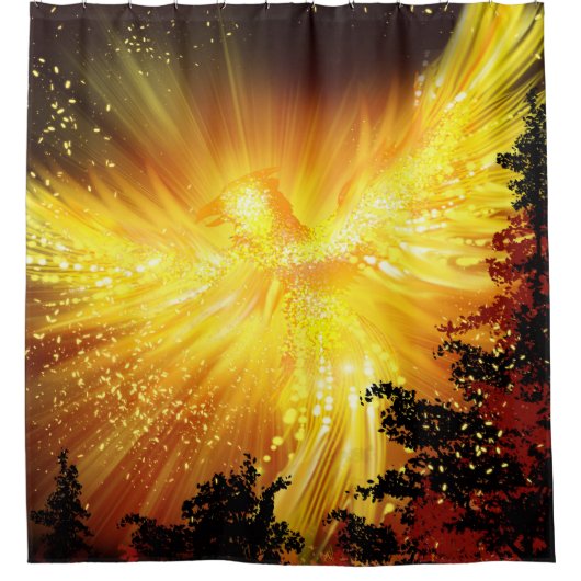 Phoenix in bomen douchegordijn (Voorkant)
