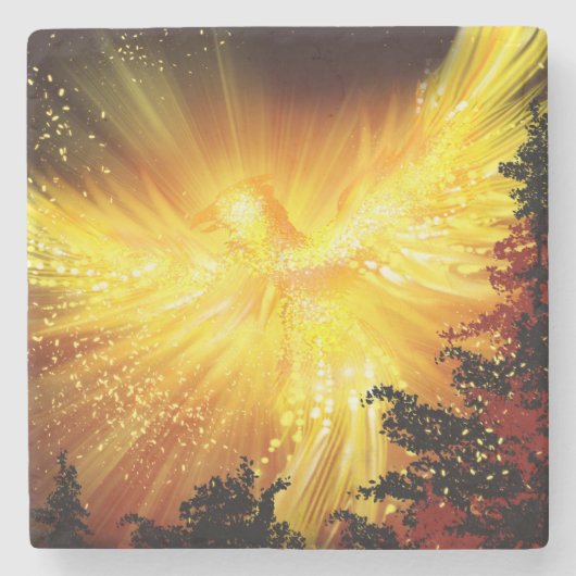 Phoenix in bomen stenen onderzetter (Voorkant)