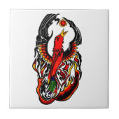 Phoenix in brand tegeltje (Voorkant)