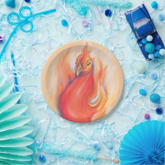 Phoenix in de Flames Pastel Art Papieren Bordje (Feest)