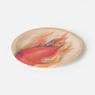 Phoenix in de Flames Pastel Art Papieren Bordje