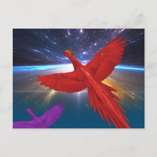 Phoenix in de ruimte briefkaart (Voorkant)