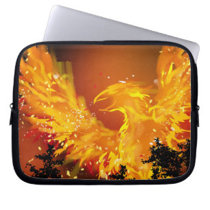 Phoenix in een hoes voor een vliegtuiglaptop
