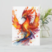 Phoenix in Flames Waterverf Design Feestdagenkaart (Staand voorkant)