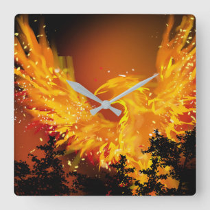 Phoenix in Flight Clock Vierkante Klok